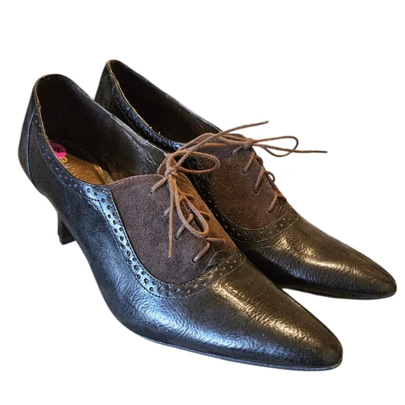 Vintage ETIENNE AIGNER Brown Spectator Oxfords Shoe Goth Whimzigoth Grany Boots - Picture 4 of 9